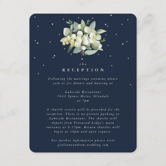 Carte D'accompagnement Réception Bouquet de la baie des neiges de la Mari (Devant)