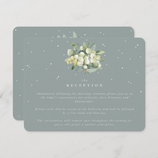 Carte D'accompagnement Réception Bouquet Seafoam Snowberry+Eucalyptus (Devant / Derrière)