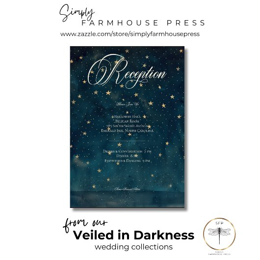 Carte D'accompagnement Réception Céleste Midnight Blue Crescent Moon