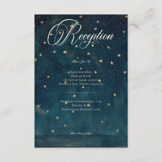 Carte D'accompagnement Réception Céleste Midnight Blue Crescent Moon (Devant)