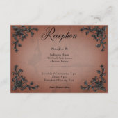 Carte D'accompagnement Réception Coeur Gothique Noir & Rouille Filigree (Devant)