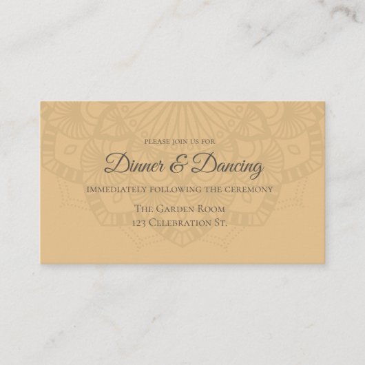 Carte D'accompagnement Réception Contemporaine Brown Peach Mandala (Devant)