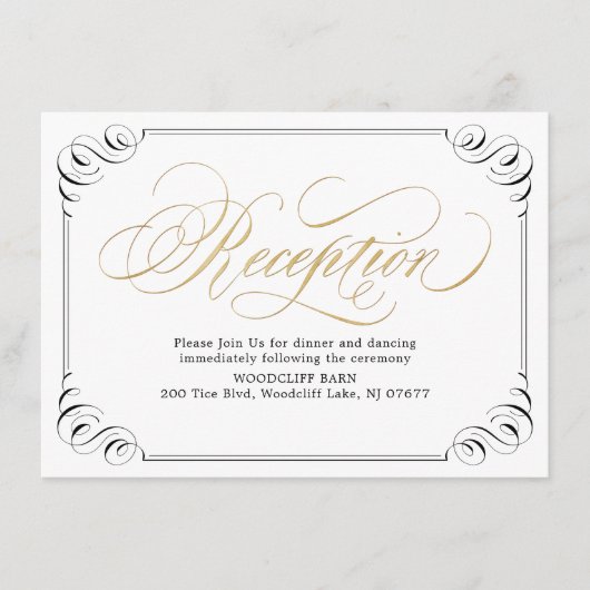 Carte D'accompagnement Réception de calligraphie à fioriture élégante et  (Devant)