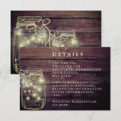 Carte D'accompagnement Réception de campagne dans un bocal en bois rustiq (Devant / Derrière)