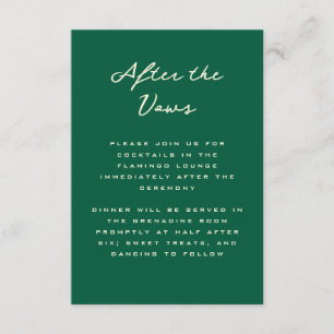 Carte D'accompagnement Réception de club de tennis vert simple et chic