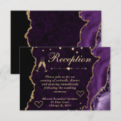 Carte D'accompagnement Réception de Fausse Agate Dorée et Violette (Devant / Derrière)