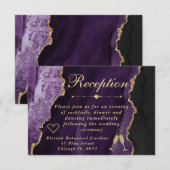 Carte D'accompagnement Réception de fausse agate violette et dorée (Devant / Derrière)