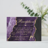 Carte D'accompagnement Réception de fausse agate violette et dorée (Debout devant)
