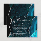 Carte D'accompagnement Réception de Faux Paillettes de Teal et d'Argent A (Devant / Derrière)