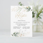 Carte D'accompagnement Réception de feuillage vert et or aquarelle (Debout devant)