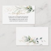 Carte D'accompagnement Réception de feuillage vert et or aquarelle (Devant / Derrière)
