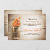 Carte D'accompagnement Réception de fleurs orange dans un pot mason rusti (Devant / Derrière)