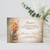 Carte D'accompagnement Réception de fleurs orange dans un pot mason rusti (Debout devant)