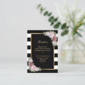 Carte D'accompagnement Reception de Floral Wedding Black White Blush (Debout devant)