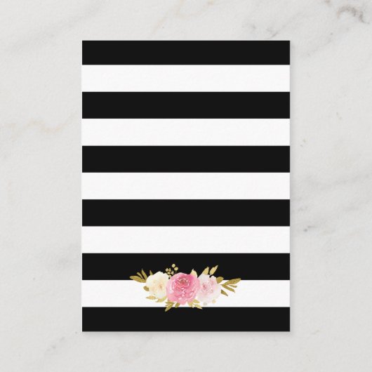 Carte D'accompagnement Reception de Floral Wedding Black White Blush (Dos)