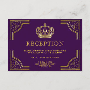 Carte D'accompagnement Réception de la Couronne royale ornée d'or violet