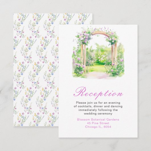 Carte D'accompagnement Réception de l'arc Mariage de printemps (Devant / Derrière)