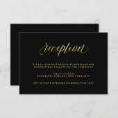 Carte D'accompagnement Réception de mariage à calligraphie dorée fausse e (Devant / Derrière)