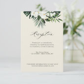 Carte D'accompagnement réception de mariage à fleurs blanches tropicales (Debout devant)