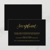 Carte D'accompagnement Réception de mariage à la calligraphie en or faux (Devant / Derrière)