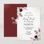 Carte D'accompagnement Réception de mariage à la feuille d'or florale de (Devant / Derrière)