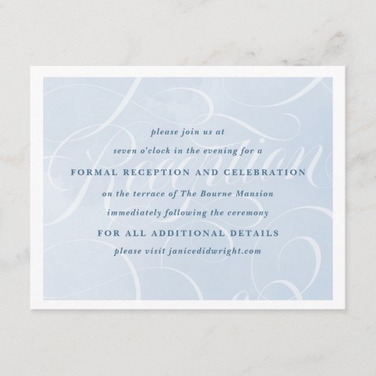 Carte D'accompagnement Réception de mariage à l'aquarelle bleue nuage éth (Devant)