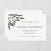 Carte D'accompagnement Réception de mariage à l'aquarelle de feuilles ver (Devant / Derrière)