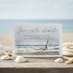 Carte D'accompagnement Réception de mariage à l'aquarelle de la mer et de