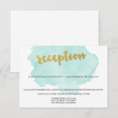 Carte D'accompagnement Réception de mariage à l'aquarelle dorée et rose (Devant / Derrière)