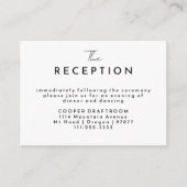 Carte D'accompagnement Réception de mariage à script moderne blanc (Devant)