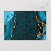 Carte D'accompagnement Réception de mariage Agate Bleu-vert et Or (Dos)