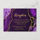 Carte D'accompagnement Réception de mariage agate pourpre et or (Devant)