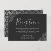 Carte D'accompagnement Réception de mariage Argent et Noir (Devant / Derrière)