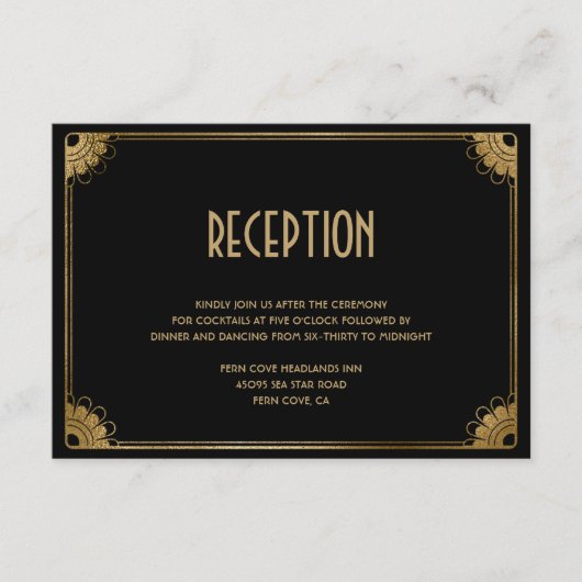 Carte D'accompagnement Réception de mariage Art déco Art déco élégant en  (Devant)
