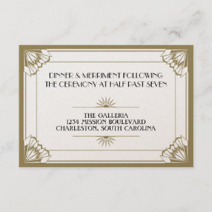 Carte D'accompagnement Réception de mariage Art déco taupe de l'ère du Ja