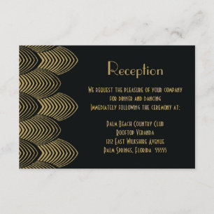 Carte D'accompagnement Réception de mariage Art Déco vintage des années 2