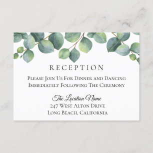 Carte D'accompagnement Réception de mariage au feuillage d'eucalyptus