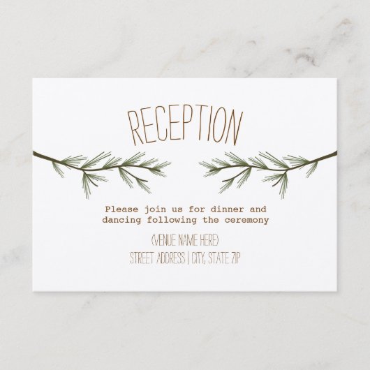 Carte D'accompagnement Réception de mariage aux branches de feuillu rusti (Devant)