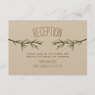 Carte D'accompagnement Réception de mariage aux branches de verdure rusti