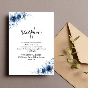 Carte D'accompagnement Réception de mariage aux fleurs bleues vintage fra