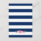 Carte D'accompagnement Réception de mariage aux fleurs roses et rayures b (Dos)