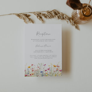 Carte D'accompagnement Réception de mariage aux fleurs sauvages colorées
