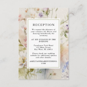 Carte D'accompagnement Réception de mariage aux fleurs sauvages rétro rus