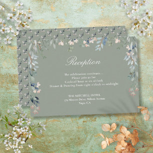 Carte D'accompagnement Réception de mariage aux fleurs vert sauge et fleu