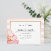 Carte D'accompagnement Réception de mariage aux pivoines aquarelles roses (Debout devant)