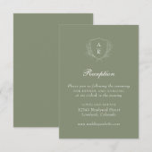 Carte D'accompagnement Réception de mariage avec armoiries simples feuill (Devant / Derrière)