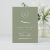 Carte D'accompagnement Réception de mariage avec armoiries simples feuill (Debout devant)