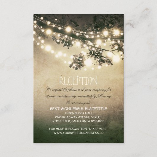 Carte D'accompagnement réception de mariage avec branches d'arbre rustiqu (Devant)