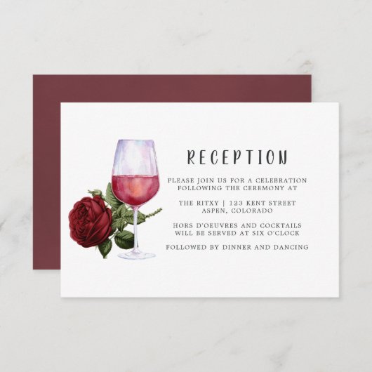 Carte D'accompagnement Réception de mariage avec dégustation de vin flora (Devant / Derrière)