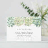 Carte D'accompagnement Réception de mariage avec des plantes succulentes  (Debout devant)